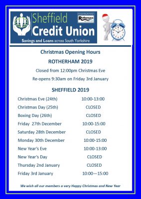 Christmas Opening Times in Sheffield &amp; Rotherham - Sheffield Credit Union